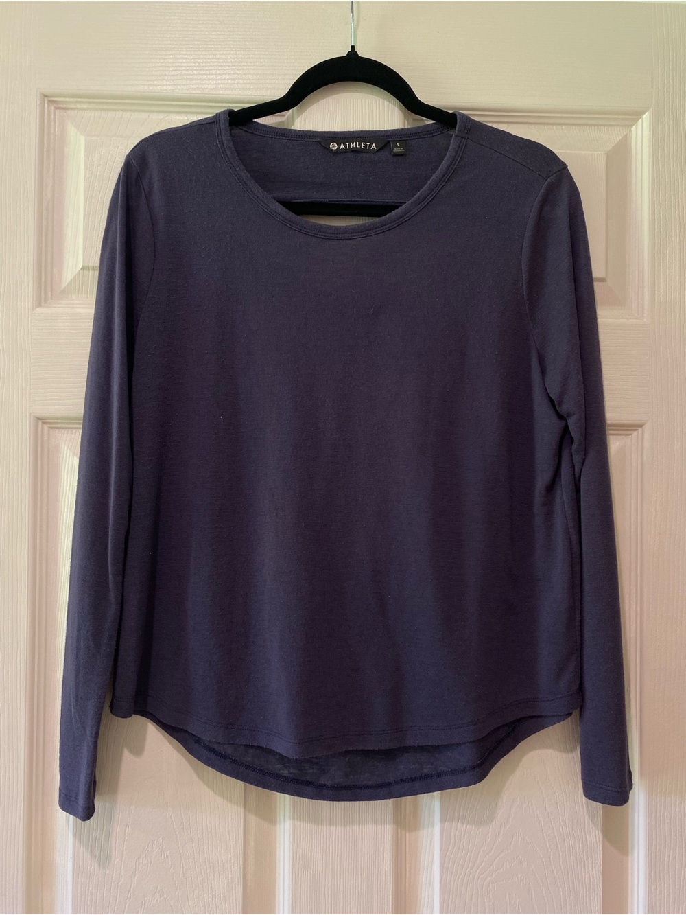 ATHLETA lightweight workout lounge long sleeve top Sz S Blue Heather